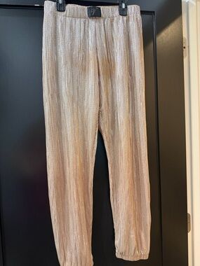 Victoria's Secret Metallic Pleated Jogger Pants - Champagne Beige